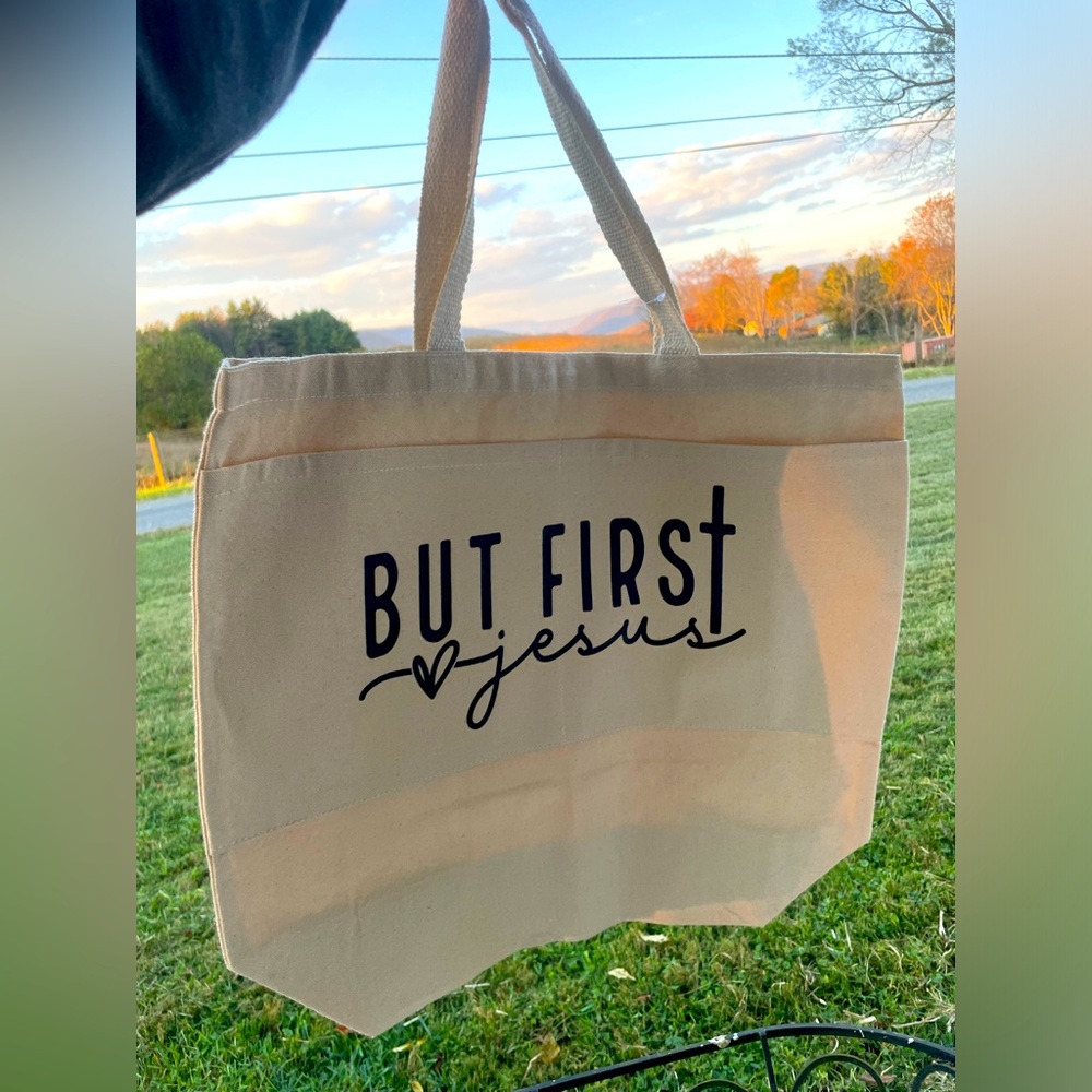 But First Jesus Canvas Tote Bag NEW